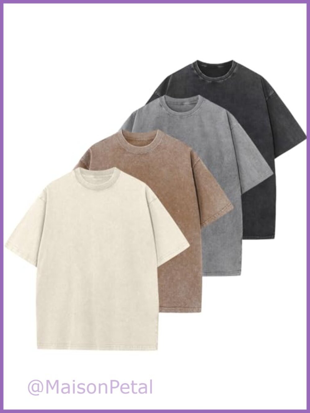 Men's Oversized Cotton T-Shirt Loose Fit Vintage Washed Tee Crewneck